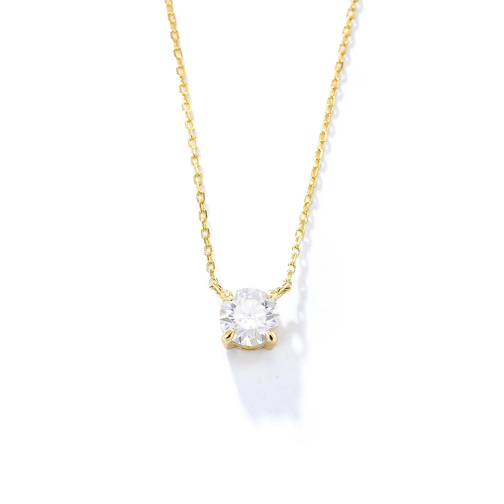 custom jewelry Newest Design 925 Silver Round Single Charm Clavicle Single Custom Diamond Necklace