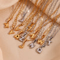 Dreamshow Dainty Initial Letter Pendant Necklace 18k Gold Plated Necklace Waterproof Stainless Steel Jewelry Set