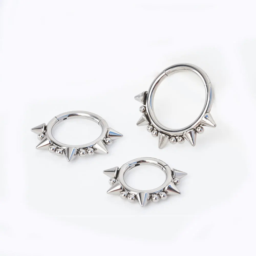 ASTM F136 Titanium Cone Spike Horseshoe Septum Hoops Nose Ring Piercing Body Jewelry