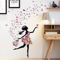 Fashion Beauty With Colorful Butterflies Dress and Birdcage Wall Stickers Elegant Women Wallpaper Home Decor for Woman Bedroom MegaBDM