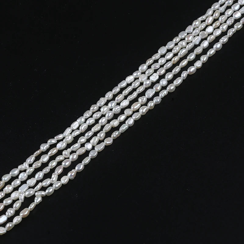 3-4mm AA Baroque Pearl Straight Drill Loose Beads Strands