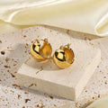 Europe Wholesale 18K Gold Stainless Steel Earrings Round 18K Gold Plated Hoop Clip on Earrings Jewelry