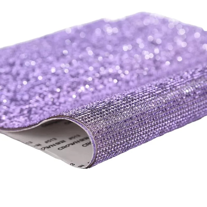 Violet 24*40 cm Hotfix Rhinestone Bling Diamond Sticker Sheet Adhesive for Clothing Shoes Crafts