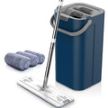 Flat Mop Bucket Set Dry Cleaning Mop Cloth Microfiber Mop Floor Tools with Stainless Steel Handle