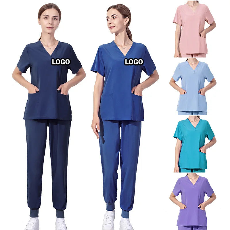 Customize Women Fashionable Polyester Rayon Fabric Jogging Pant Hospital Medical Nursing Scrubs Nurse Uniforms Sets