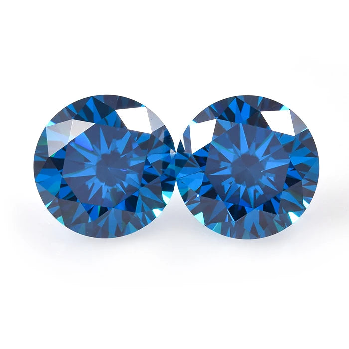 Factory Wholesale Synthetic Stone Round Brilliant Cut Swiss Blue Cubic Zirconia Loose Gemstone for Jewelry