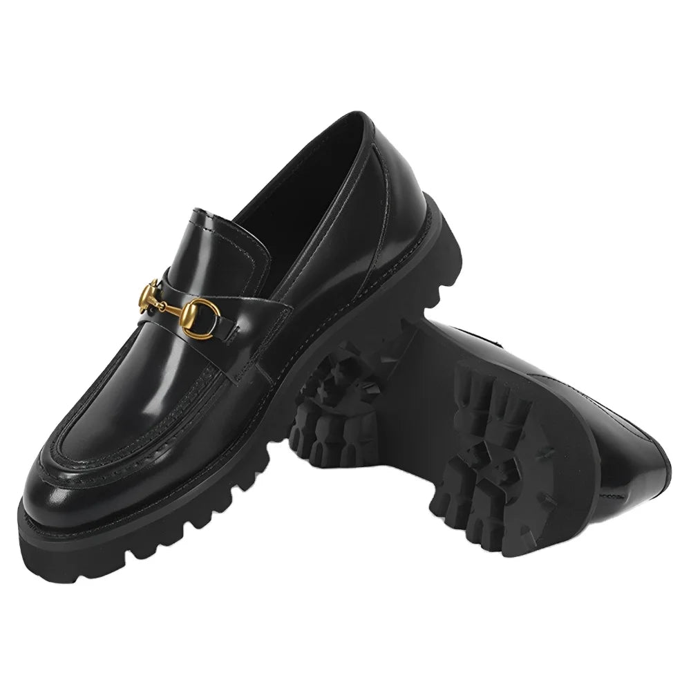 Vintage Men's Business Formal Leather Shoes Decoration Chain Genuine Leather Breathable Casual Loafer Shoes