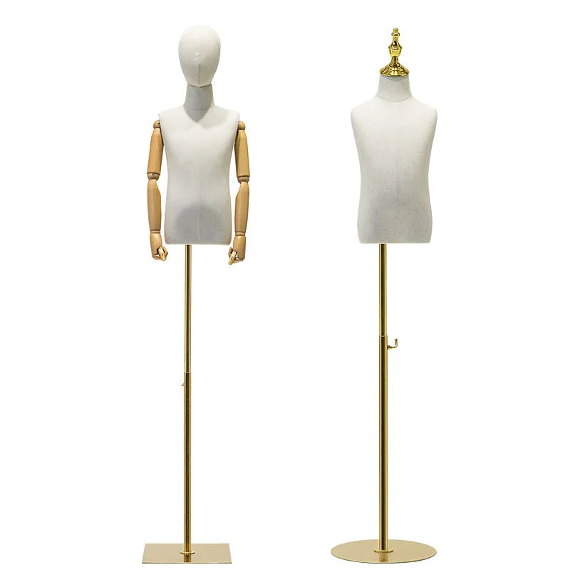 Lifelike Unisex Clothes Display Mannequin Kids Dummy Youth Torso Fabric Covered Display Mannequins Half Body Kids Children