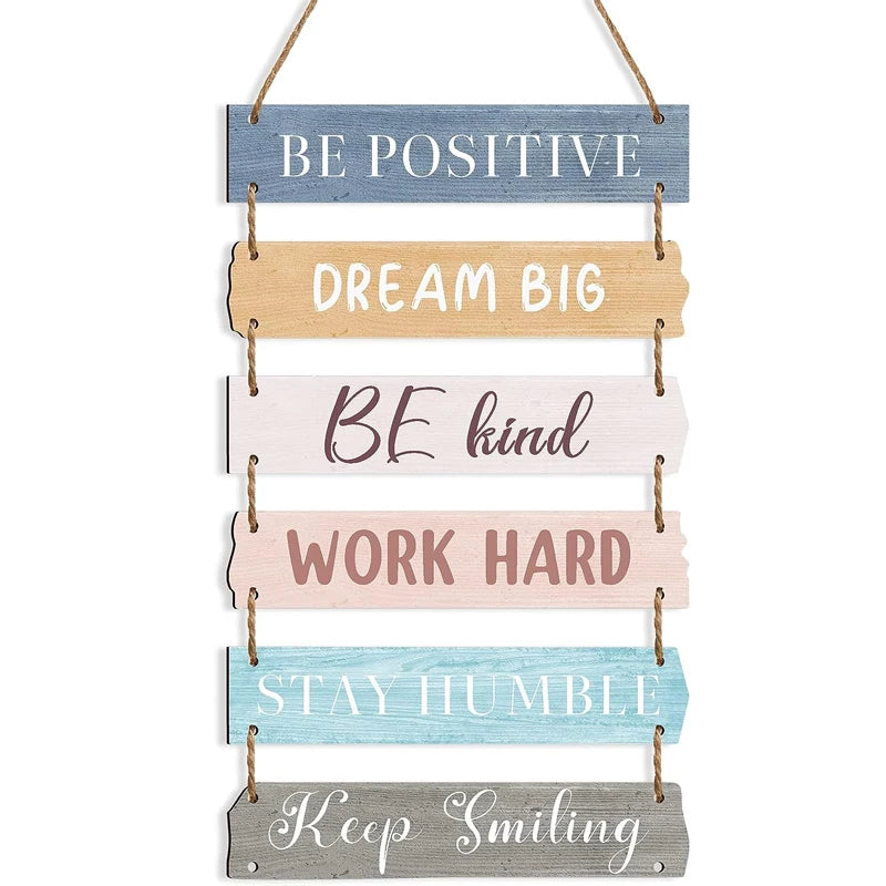 Inspirational Rustic Folk Art Wooden Wall Sign Motivational Quote Decor; Hand Painted Farmhouse Plaque MDF Material Positive