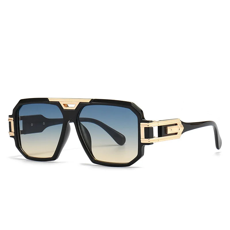 DOISYER 2024 Vintage PC Sunglasses for Men New Big Frame Square Metal Shades Fashionable Rectangle Style UV400 Sun Protection
