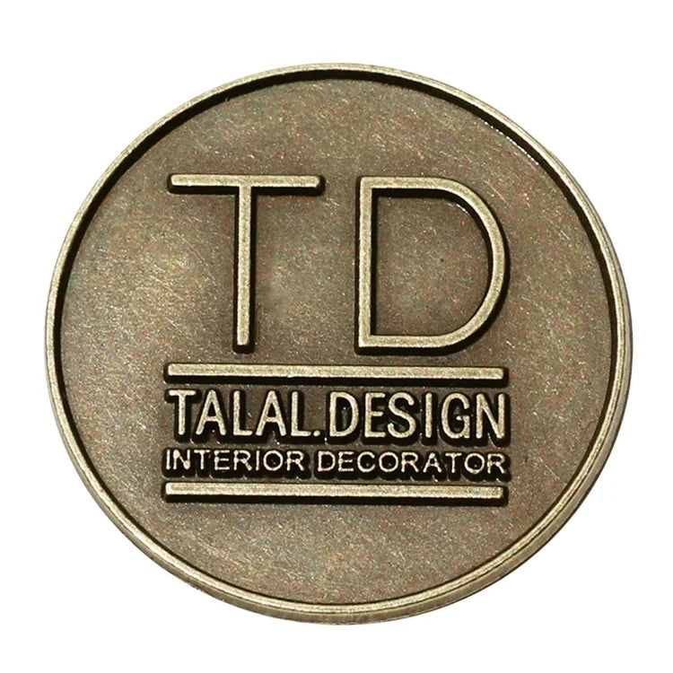 Round Shape Clothing Button Badge Designs Custom Antique Brass logo Pin Tags Label With butterfly Clips