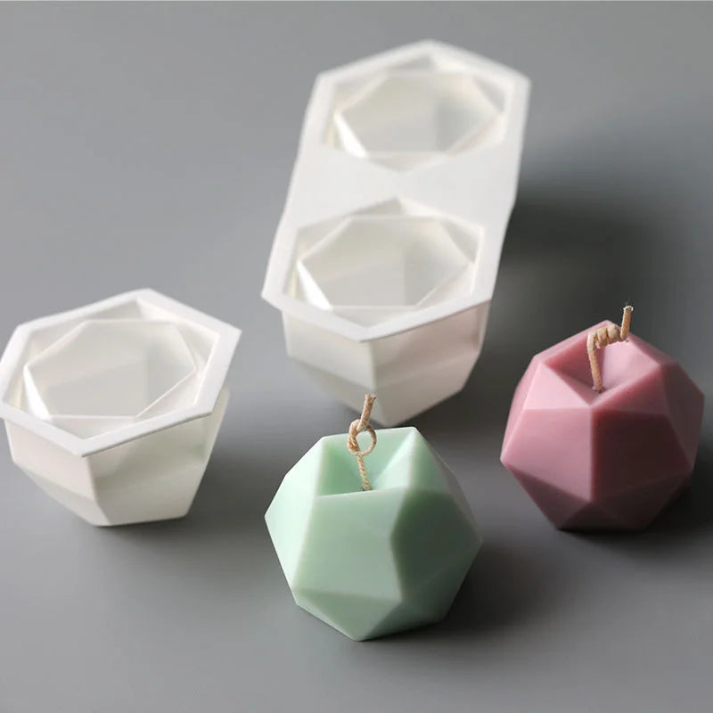 2024 Hot Selling New Eight-sided Multilateral Diamond Ball Silicone Mold Diy Candle Mold for Candle Making