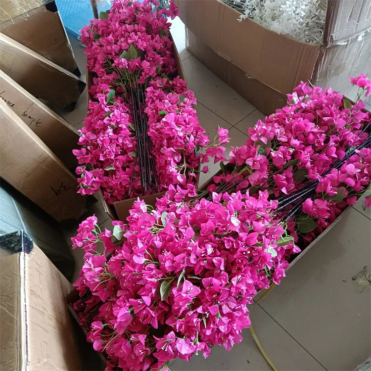Low Price U-3106 Wedding Decoration Artificial Hanging Flower Silk Bougainvillea Triangle Plum