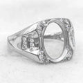 Sterling Silver 10*14mm Semi Mount Men's Ring Frame Empty Blank Claw Setting S925 Base Holder Without Center Stone for DIY Inlay
