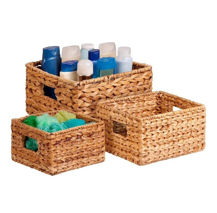 Shelves or Countertops Woven With Water Hyacinth Nesting Banana Leaf Storage Baskets  for Dirty Clothes Towels Toys Storage