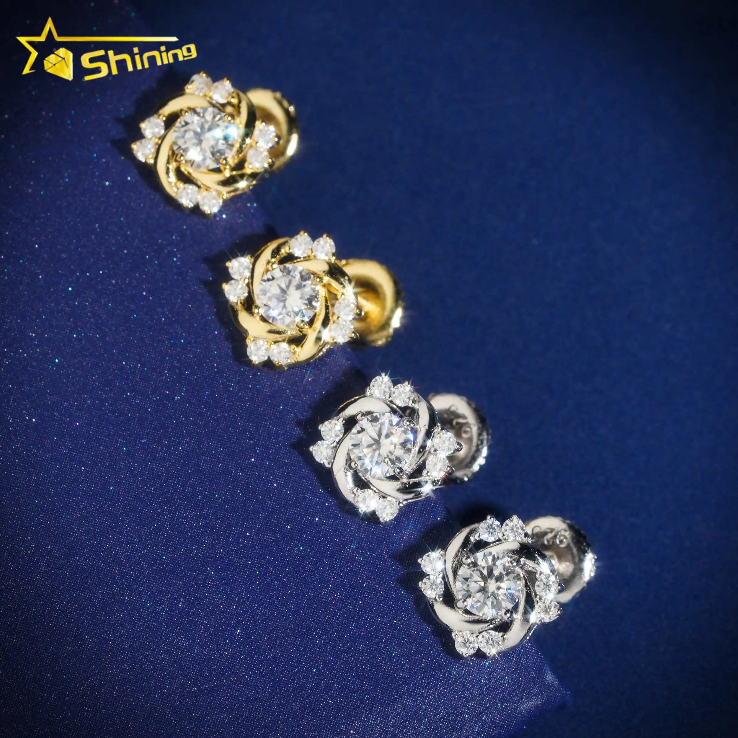 Hot Sale Design 10K Solid Gold HPHT /Moissanite Lab Diamond Stud Earring Dropshipping