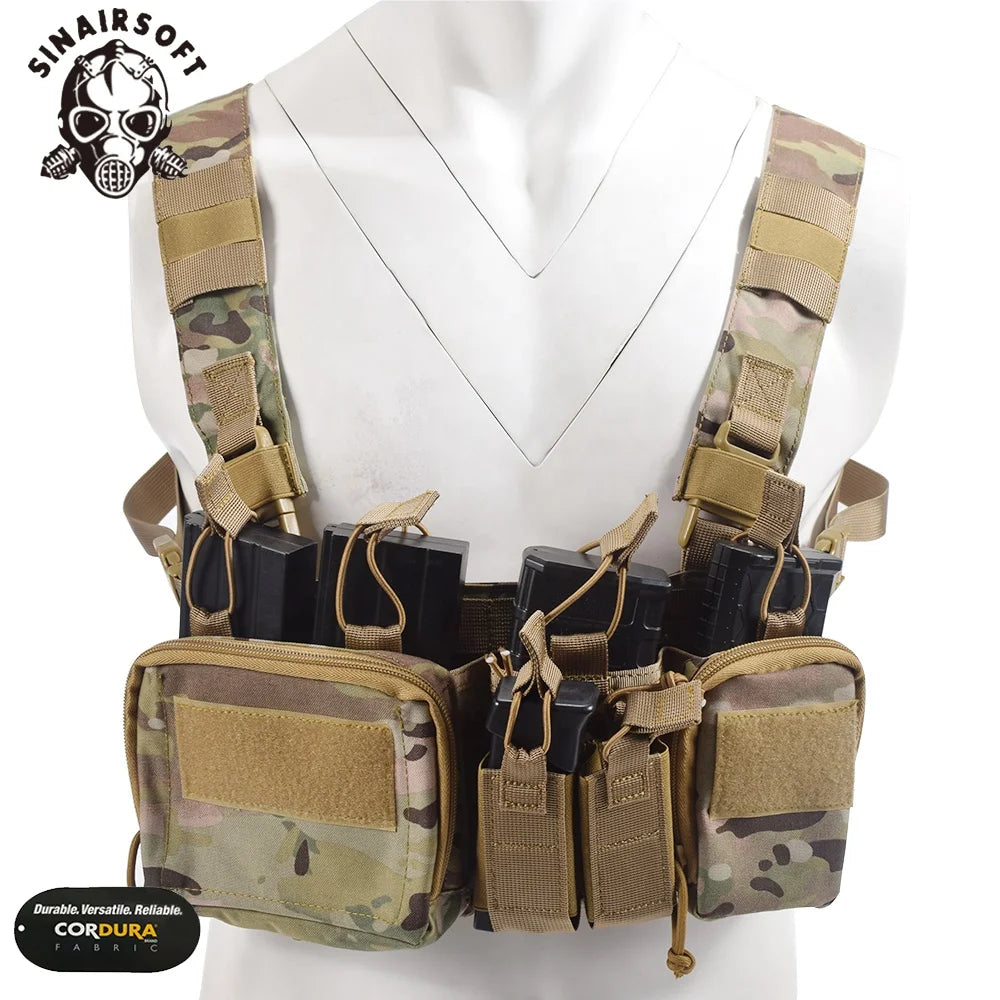 Sinairsoft High Quality 500D Nylon Multi-Camo Tactical Chest Rig Polyester Hunting Vest with Equipment Gear Outdoor Usage Jacket