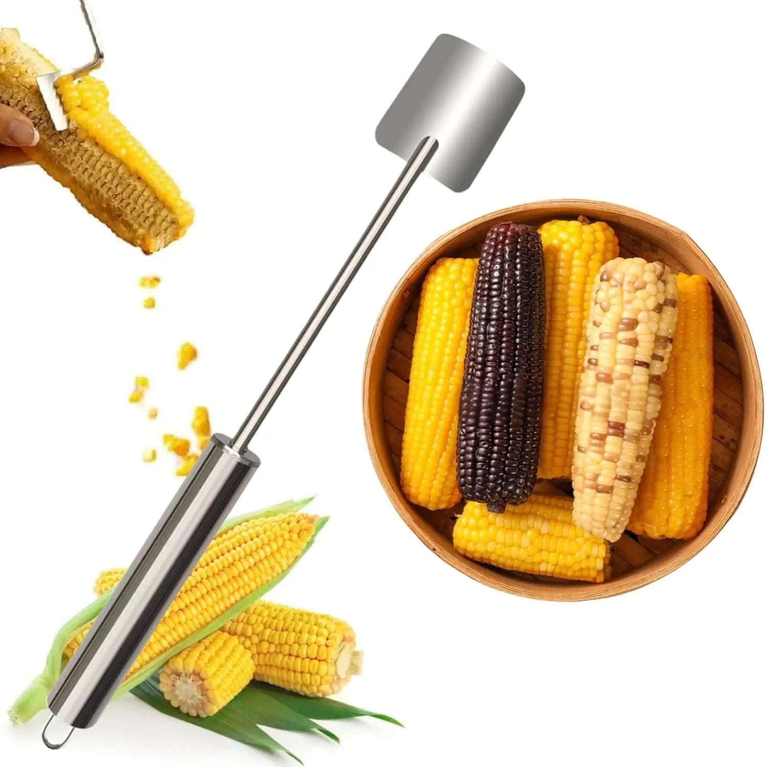 Kichen Accessories Corn Cob Peeler Clean Corn Cob Peeler Stainless Steel Splitter Tool for Home Kitchen