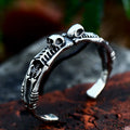 SSG-038 Stainless Steel Handmade New Unique Design Stainless Steel Double Skull Skeletons Bracelet Men's Punk Hip Hop Gothic