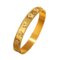 Trendy 18K PVD Gold Plated Tarnish Free Stainless Steel Elegant Flower Bangles for Women