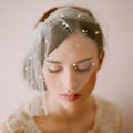 ShangHai Women's Elegant and Unique White Birdcage Veil Pearl Bridal Hair Comb Pai Pai Face Decoration Veil