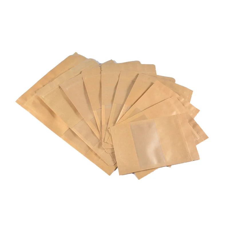 250g 100g Snack/tea/coffee/rice Food Grade Ziplock Stand up Pouch Kraft Packaging Paper Bag With Window