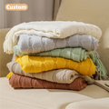 Custom Eco-friendly Acrylic Polyester Knitted Throw Blanket Bohemian Soft All-Season Use Warm Solid Color