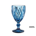 Vintage Luxury Wine Goblet Stemware Embossed Pressed Glass with Colored Glass 240-300ml Capacity Durable for Party Use