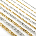 Wholesale 3 MM Gold Plating Figaro Chain Necklace Waterproof Stainless Steel Figaro Chain Necklace for Women