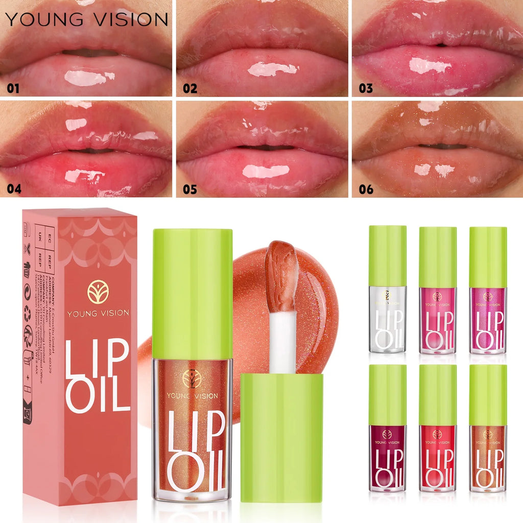 Matte Lip Oil Water Glaze Transparent Lip Glaze 6 Vintage Colors Vegan Makeup Hydration Lip Plumper Gloss