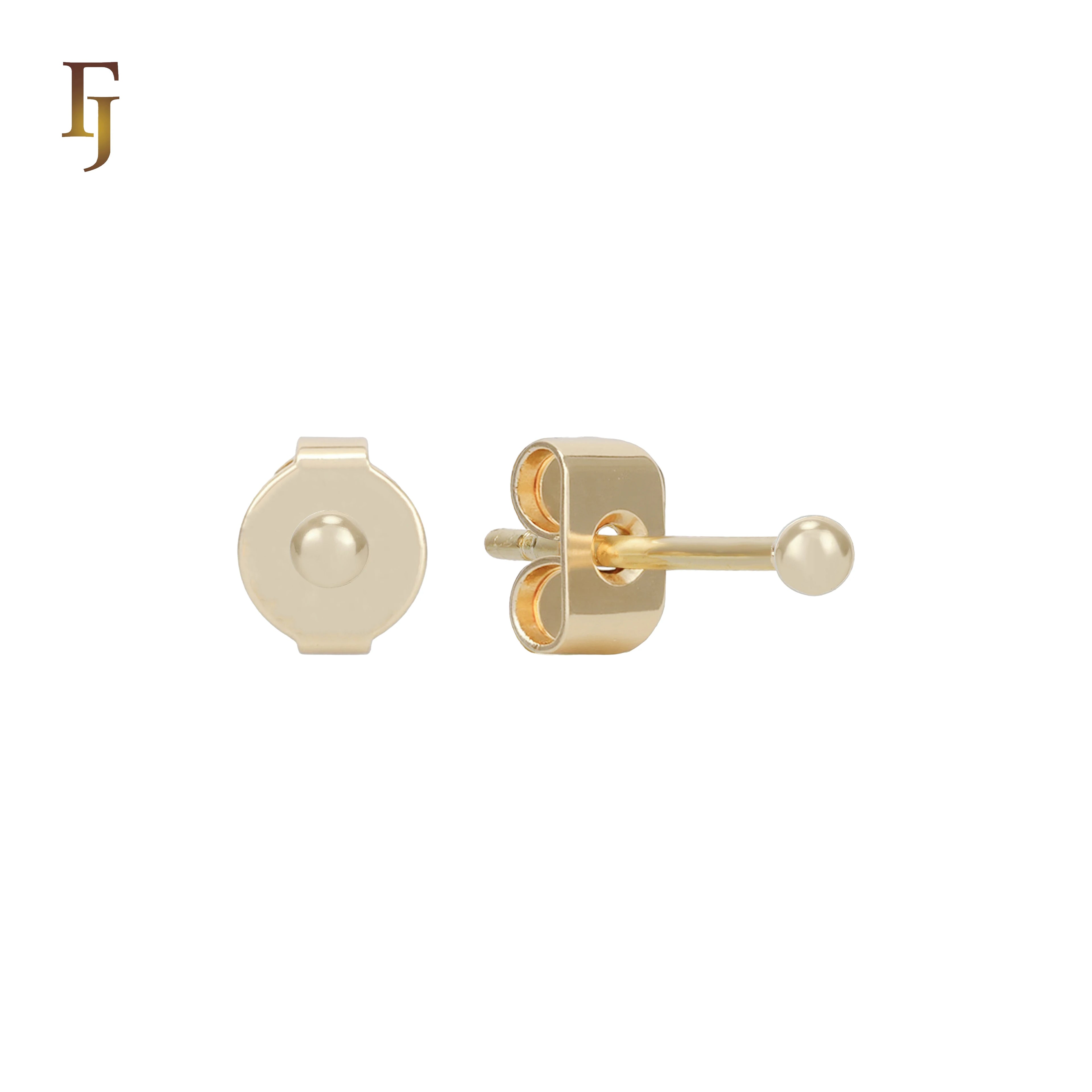 2mm FJ Fallon Fashion Jewelry Minimalist Gold Plated Ball Stud Earrings Layered Ear Piercing Styles Brass Based