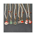 Christmas Necklaces Enamel Charms Deer Tree Wreath Candy Cane Bell Santa Necklace Trendy Xmas Party Jewelry Giftstion
