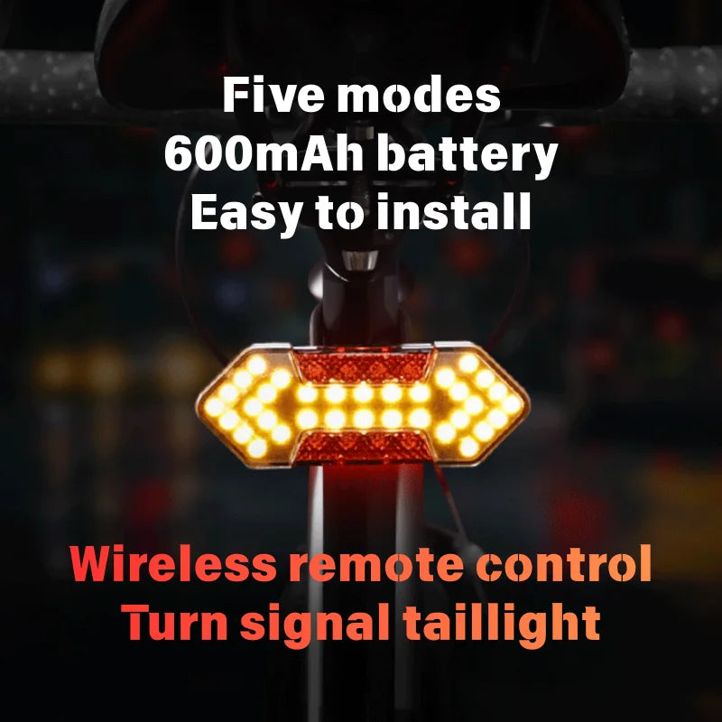 Waterproof Mountain Road Turn Signal Bicycle Light Remote Control Indicator Bike Light with Alarm