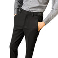 Spring Autumn Men's Casual Slim Straight Mid Waist Stretch Nine Point Suit Trousers 100% Polyester Waterproof Windproof