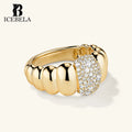 Hot Sales Fine Jewelry Chunky Chic Stylish 18k Gold Plated 925 Sterling Silver Unique Design Puffy Pave Zircon Rings for Women