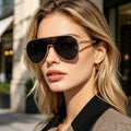 Custom Logo 2026 Vintage Men Big Frame One Piece Lens Sun Glasses UV400 Metal Pilot Sunglasses for Women MegaBDM
