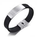 Custom Engraved Men Silicone Stainless Steel Blank bar Bracelet for Engraving