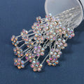 20Pieces Set Rose Flower Hair Jewelry Set Accessories U-Shaped Wedding Bridal AB Crystal Rhinestone Hair Pin for Women Girls
