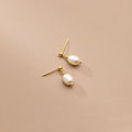 Wedding Pearl Earrings Gold Plated Bridal Earrings 925 Sterling Silver Baroque Pearl Stud Earrings