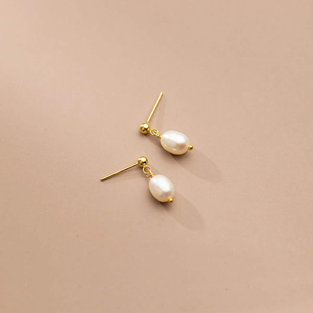 Wedding Pearl Earrings Gold Plated Bridal Earrings 925 Sterling Silver Baroque Pearl Stud Earrings