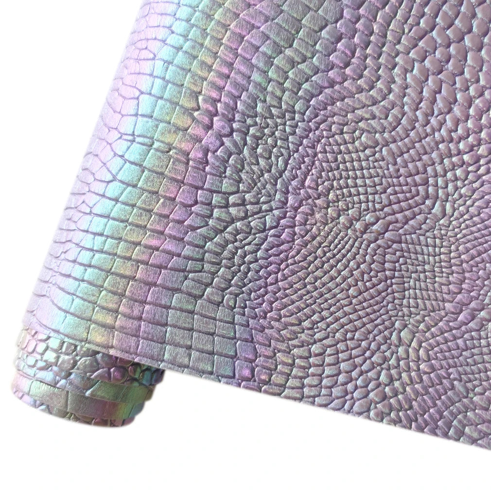 Factory Wholesale rainbow Gradient crocodile Pattern Artificial Leather Gloss Material Used to Make Kelly Bag High Heel Handbag