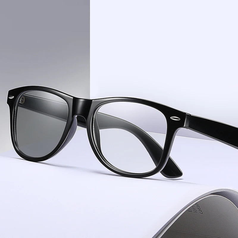 Hot Sale Custom Logo Photochromic Sunglasses Anti Blue Light Gold and Transparent Frame Glasses for Eye Protection