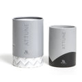 Custom Logo Gray Cylinder Gift Box for Candles Recycled Materials Matt Lamination UV Coating Sponge Lining Embossing Feature