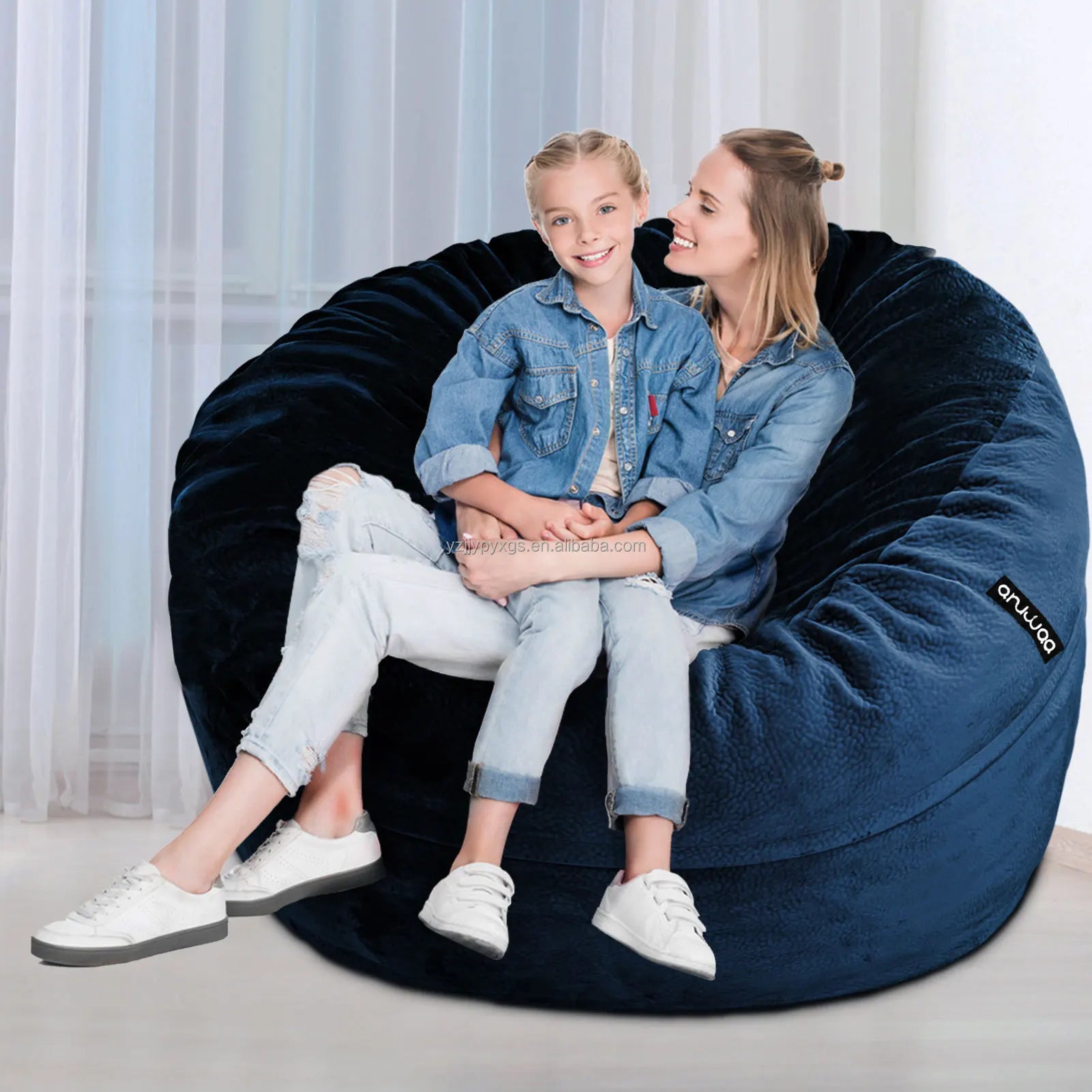 Promotion Wholesale Blue 90x90x55cm Lazy Sofa Huge Soft Living Room Floor Placed Bean Bag