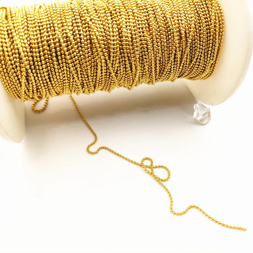 Stainless Steel 18K & 14K Gold Beads Chain 10 Meters a Roll for Personalized Necklace Bracelet Jewelry Components