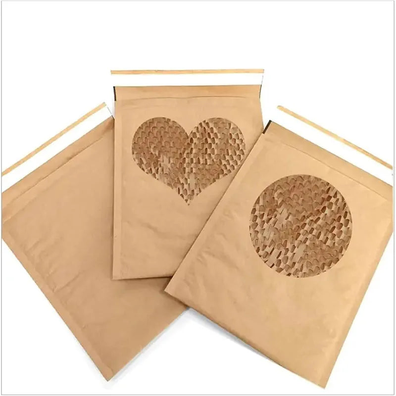 Custom Recycled Brown Kraft Paper UV Coated Envelope Bag Bottom Handle Self-Sealing Classic Style Mailer for Candle Craft Photo