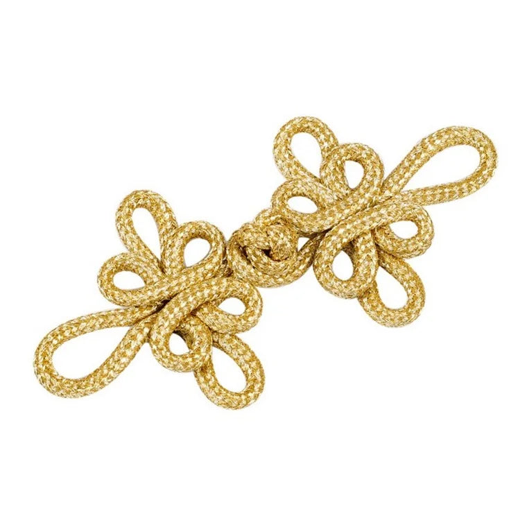 New Fashion 8.5x4cm Golden Dragonfly Handmade Fabric Chinese Knot Frog Buttons