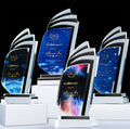 2025 Honorable ABAN CRYSTAL Custom Award Fashionable Souvenir New Design 3D K9 Glass Color Sailboat Crystal Trophy Handmade