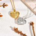 Custom Heart Locket Stainless Steel  Pendant Necklaces Floral Openable Photo Frame Necklaces for Women