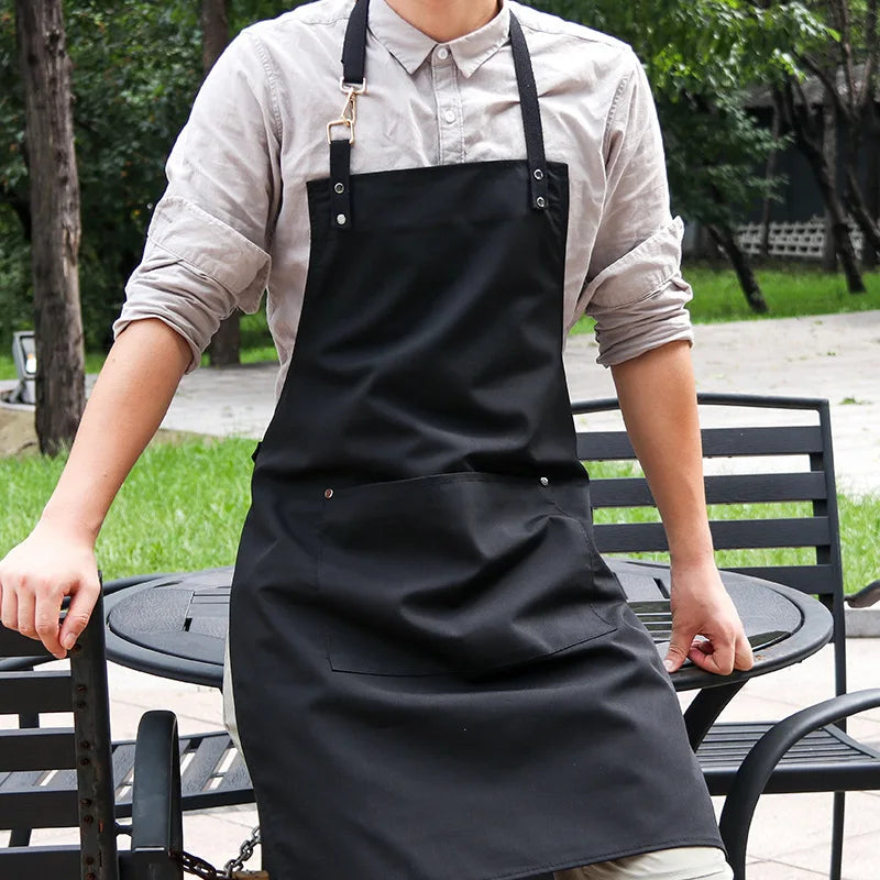 Canvas Sleeveless Bib Apron for Household Kitchen Cooking Baking Painting Men's Women's Restaurant Waiter Cowboy Niuweili A01059